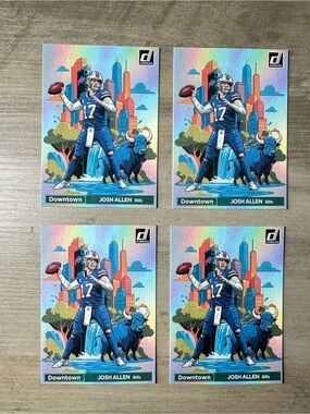 Josh Allen Lot of (4) 2024 Panini Downtown #2 Novelty Football Cards.